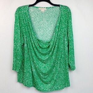 Michael Kors draped neck softly draping tunic style 3/4 sleeve Tee shirt top EUC